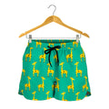 Cute Cartoon Giraffe Pattern Print Women's Shorts