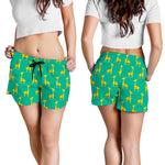 Cute Cartoon Giraffe Pattern Print Women's Shorts