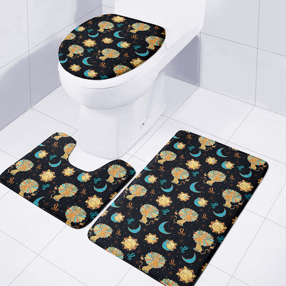Cute Cartoon Leo Pattern Print 3 Piece Bath Mat Set