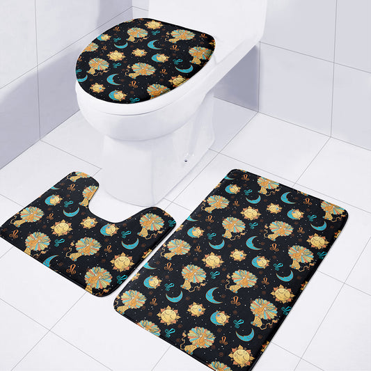 Cute Cartoon Leo Pattern Print 3 Piece Bath Mat Set