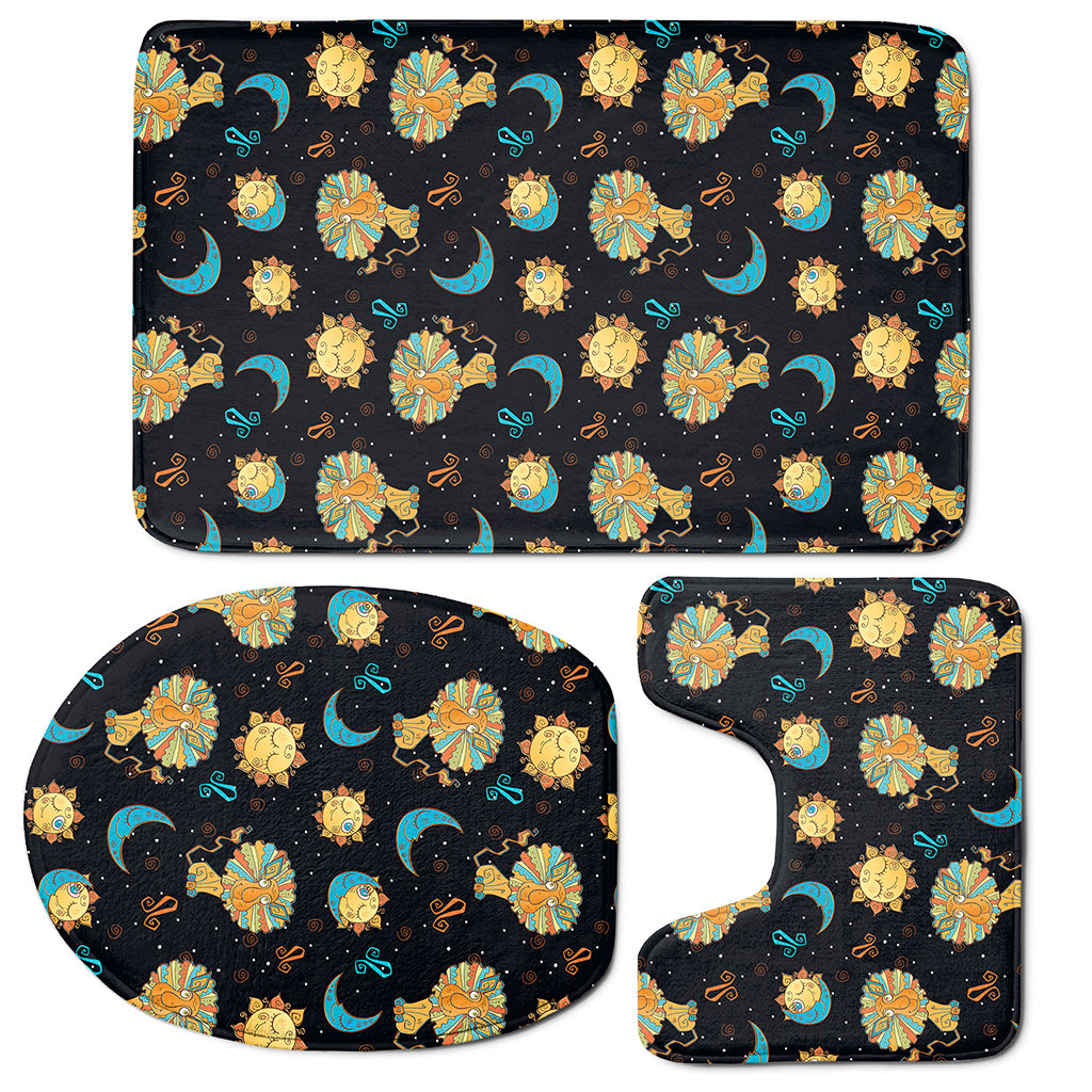 Cute Cartoon Leo Pattern Print 3 Piece Bath Mat Set