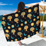 Cute Cartoon Leo Pattern Print Beach Sarong Wrap