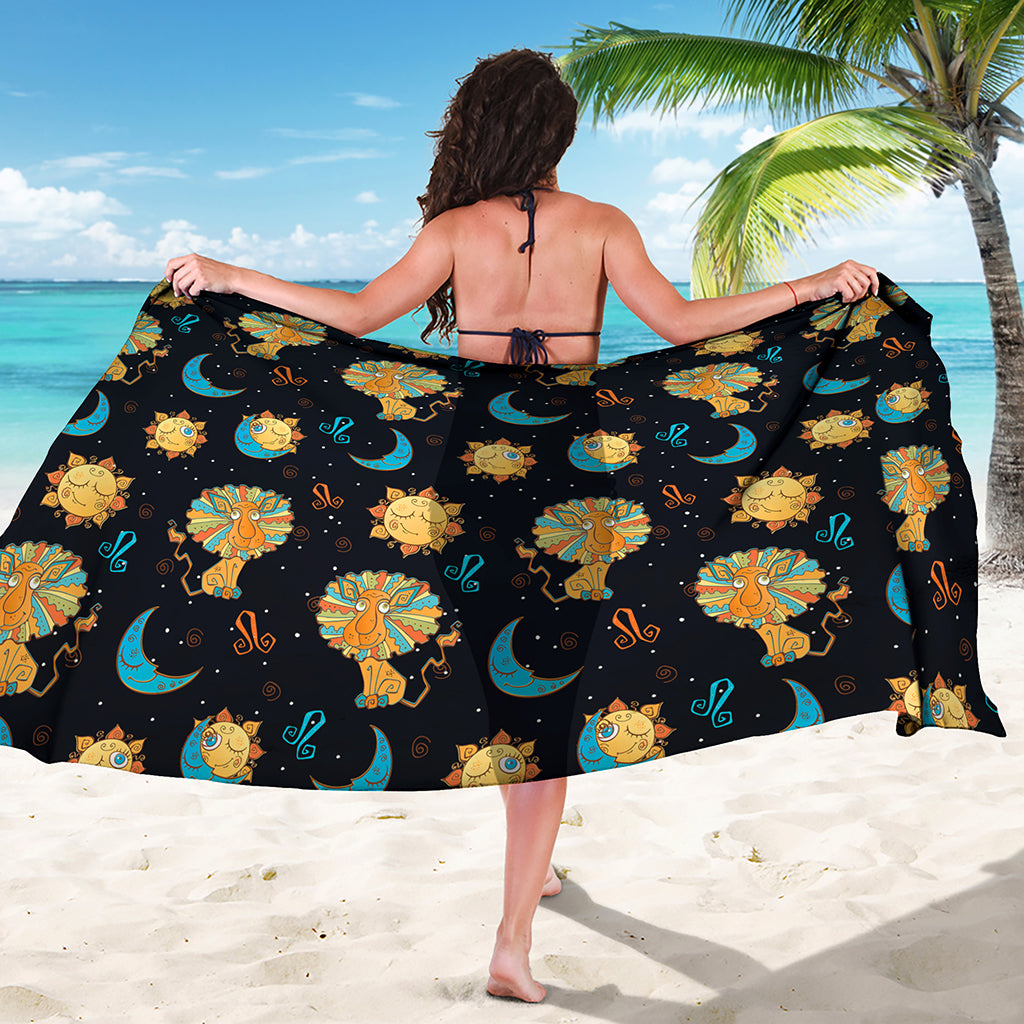 Cute Cartoon Leo Pattern Print Beach Sarong Wrap