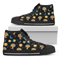 Cute Cartoon Leo Pattern Print Black High Top Sneakers