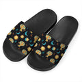 Cute Cartoon Leo Pattern Print Black Slide Sandals