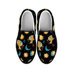 Cute Cartoon Leo Pattern Print Black Slip On Shoes