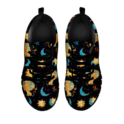 Cute Cartoon Leo Pattern Print Black Sneakers