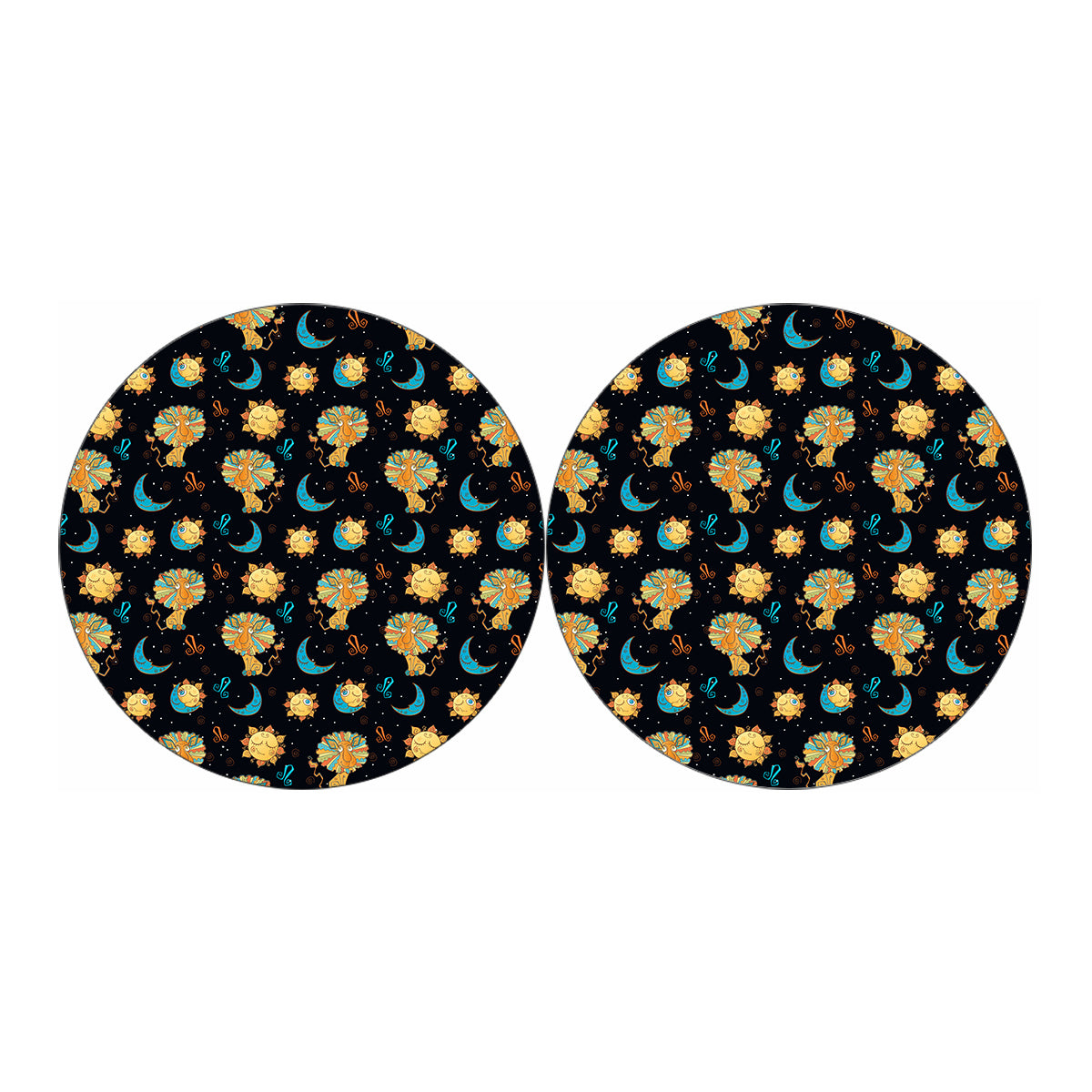 Cute Cartoon Leo Pattern Print Car Coasters