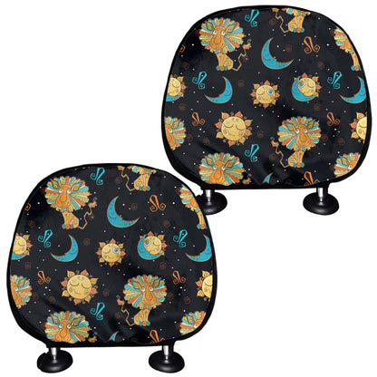 Cute Cartoon Leo Pattern Print Car Headrest Covers
