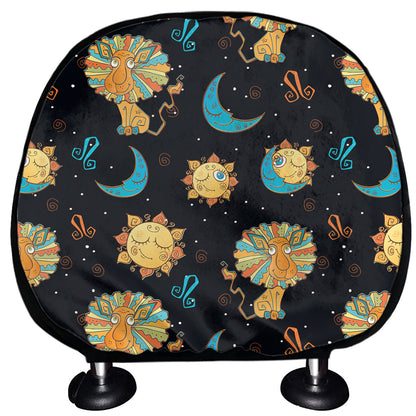 Cute Cartoon Leo Pattern Print Car Headrest Covers