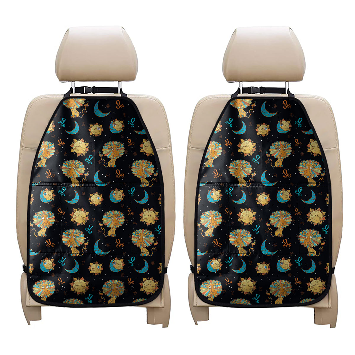 Cute Cartoon Leo Pattern Print Car Seat Organizers