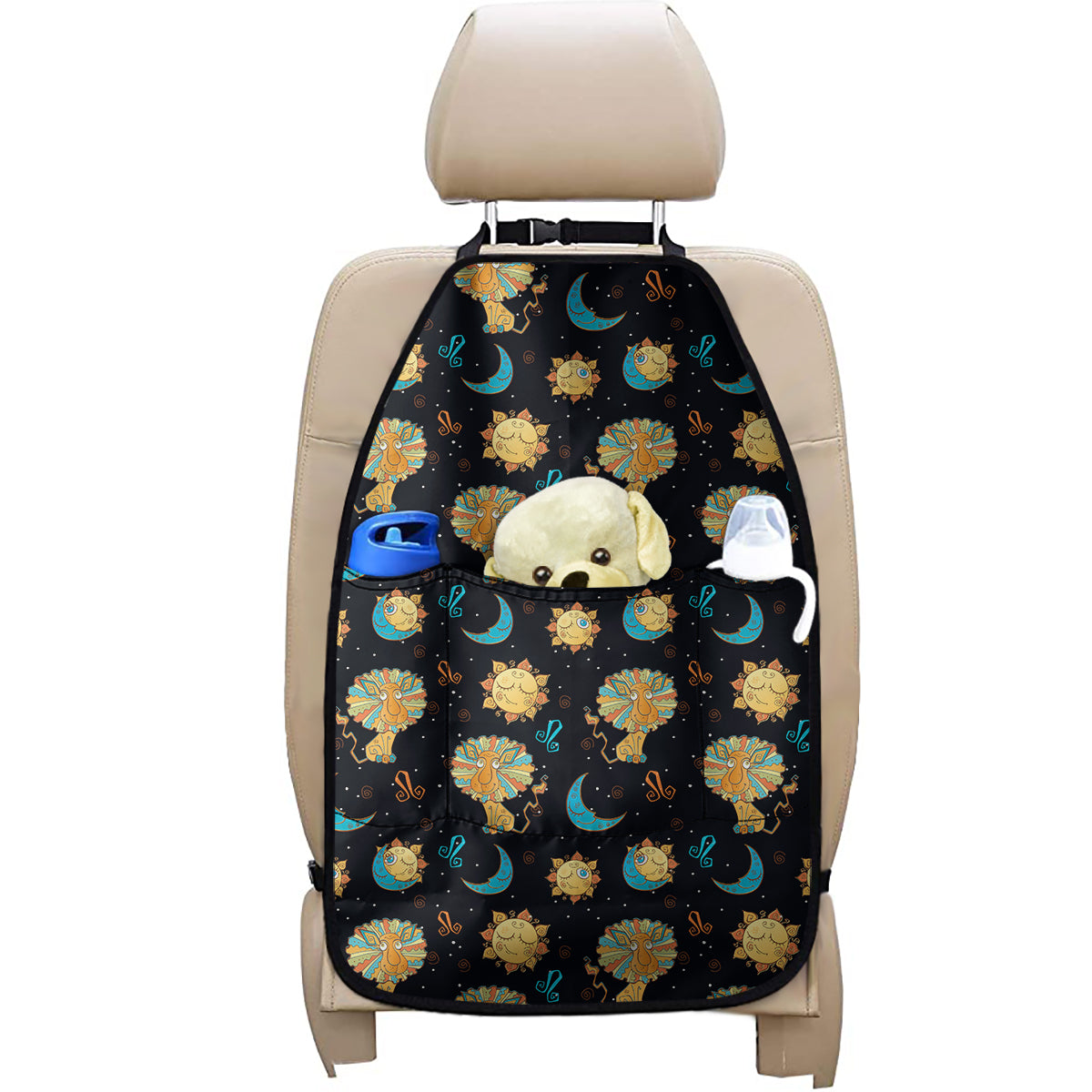 Cute Cartoon Leo Pattern Print Car Seat Organizers