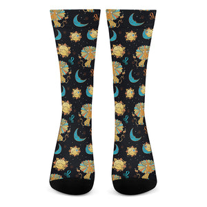 Cute Cartoon Leo Pattern Print Crew Socks