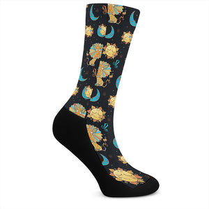 Cute Cartoon Leo Pattern Print Crew Socks