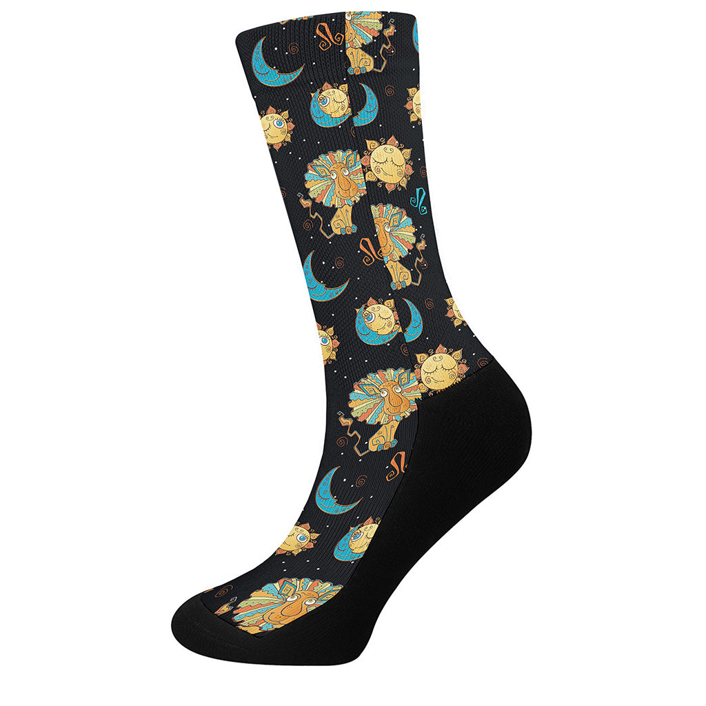 Cute Cartoon Leo Pattern Print Crew Socks