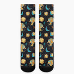 Cute Cartoon Leo Pattern Print Crew Socks