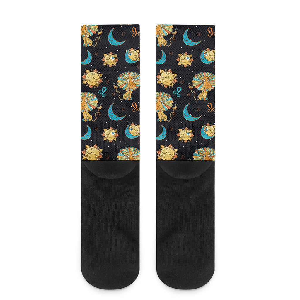 Cute Cartoon Leo Pattern Print Crew Socks