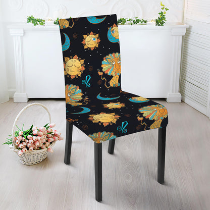 Cute Cartoon Leo Pattern Print Dining Chair Slipcover