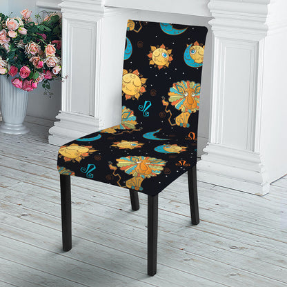 Cute Cartoon Leo Pattern Print Dining Chair Slipcover