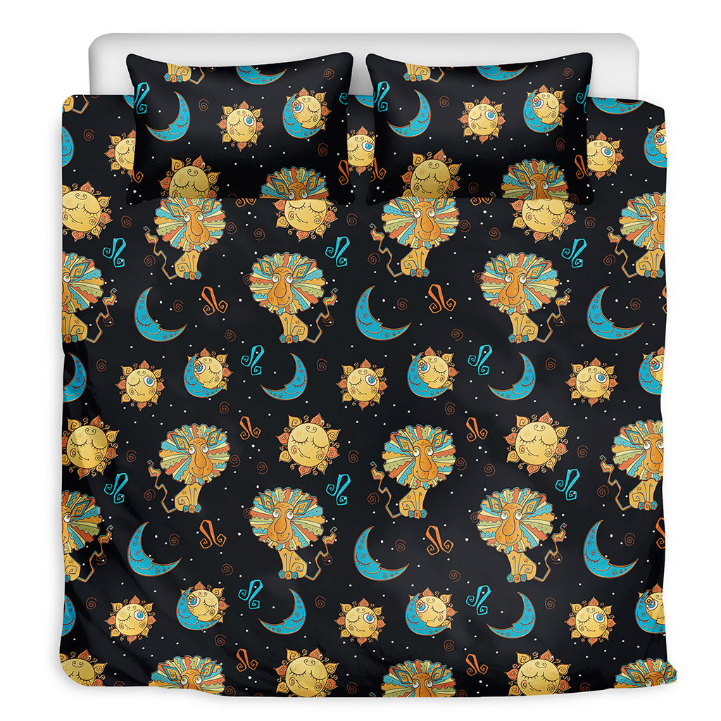 Cute Cartoon Leo Pattern Print Duvet Cover Bedding Set