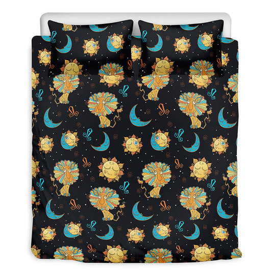 Cute Cartoon Leo Pattern Print Duvet Cover Bedding Set
