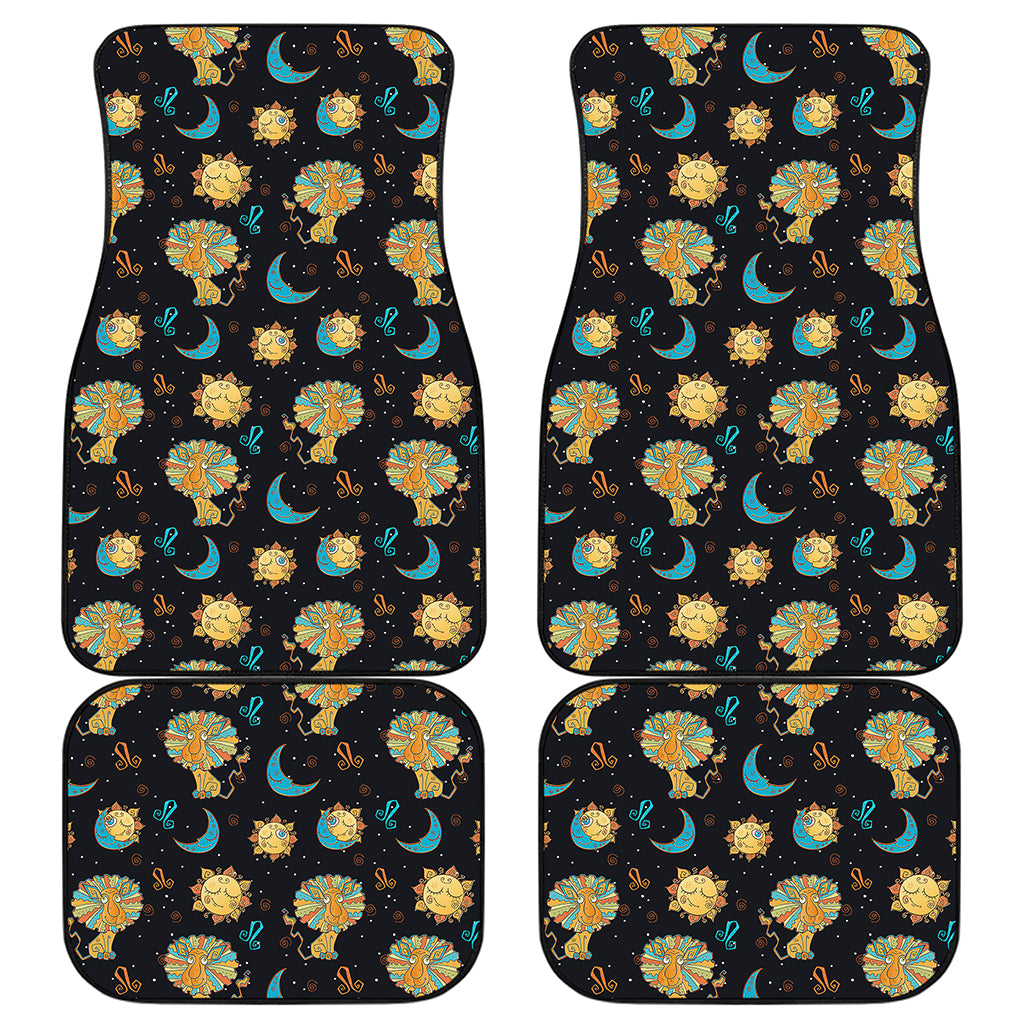 Cute Cartoon Leo Pattern Print Front and Back Car Floor Mats