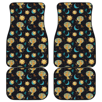 Cute Cartoon Leo Pattern Print Front and Back Car Floor Mats