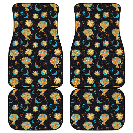 Cute Cartoon Leo Pattern Print Front and Back Car Floor Mats