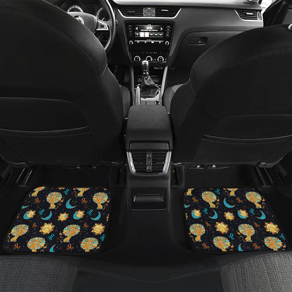Cute Cartoon Leo Pattern Print Front and Back Car Floor Mats