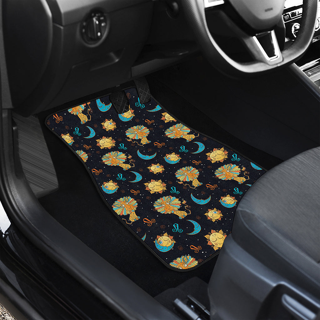 Cute Cartoon Leo Pattern Print Front and Back Car Floor Mats