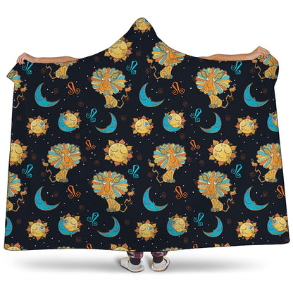 Cute Cartoon Leo Pattern Print Hooded Blanket