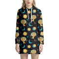 Cute Cartoon Leo Pattern Print Pullover Hoodie Dress