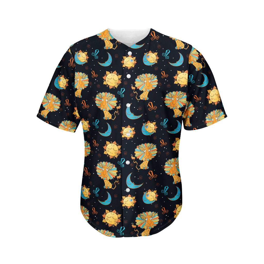 Cute Cartoon Leo Pattern Print Men's Baseball Jersey