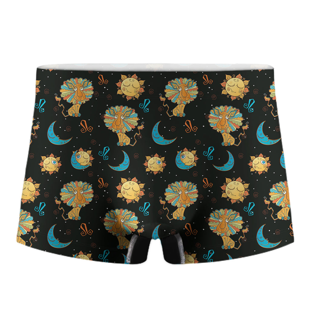 Cute Cartoon Leo Pattern Print Men's Boxer Briefs
