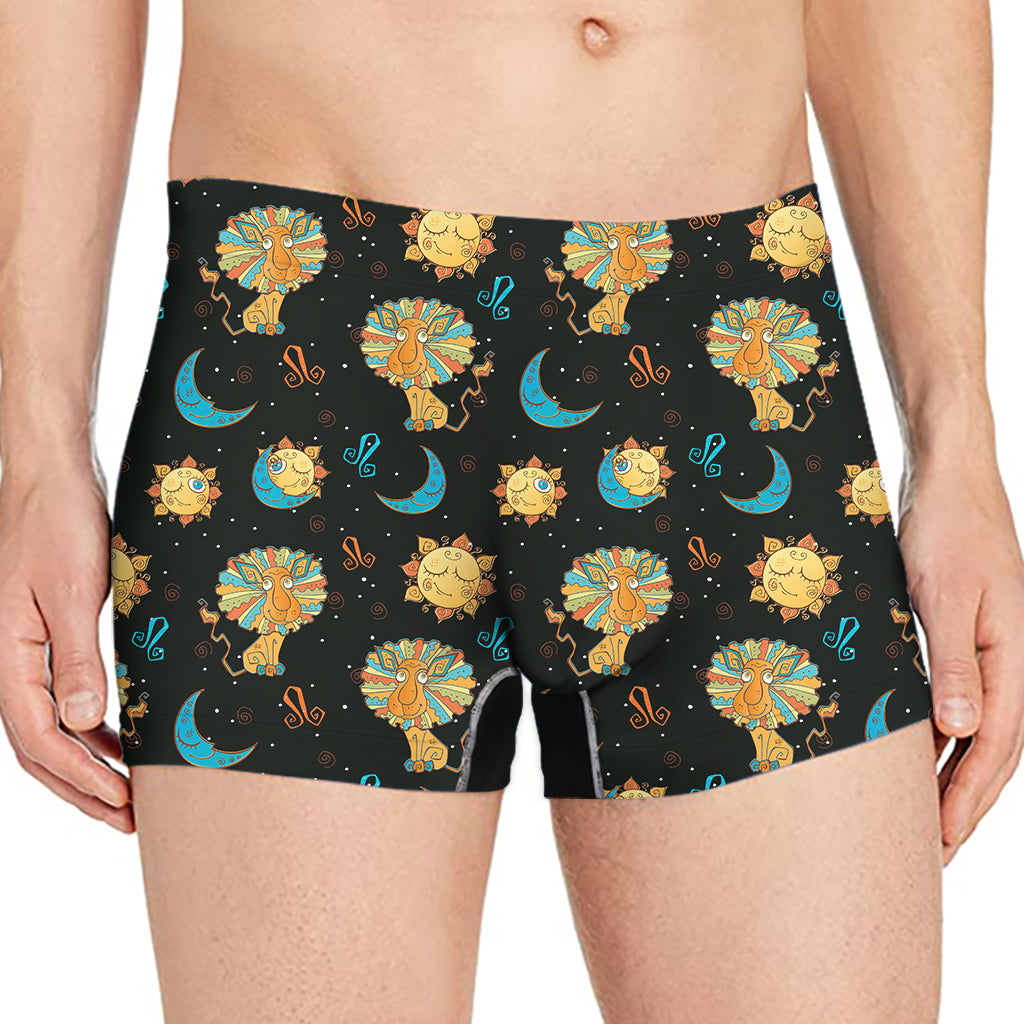 Cute Cartoon Leo Pattern Print Men's Boxer Briefs