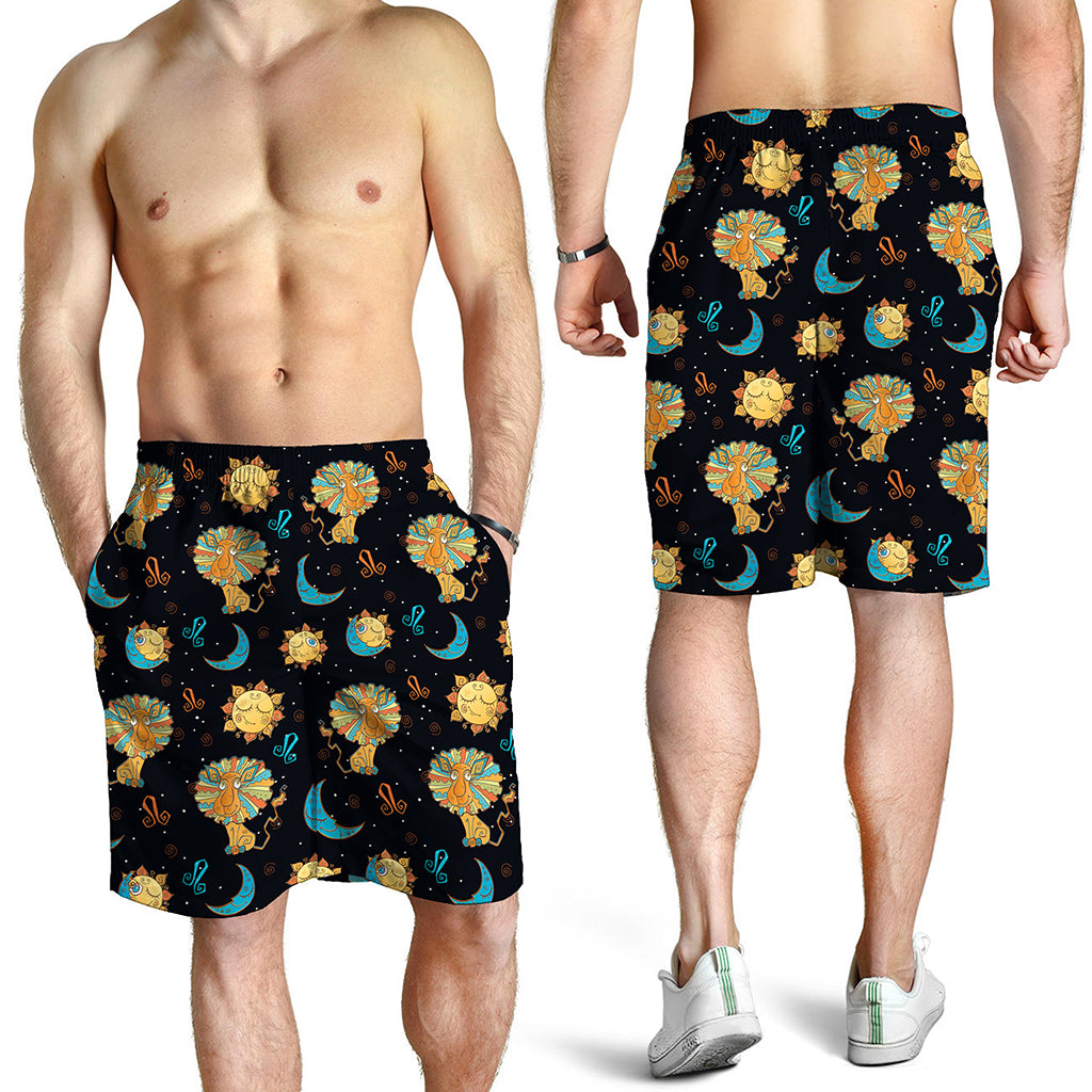 Cute Cartoon Leo Pattern Print Men's Shorts