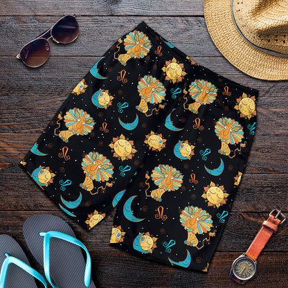 Cute Cartoon Leo Pattern Print Men's Shorts