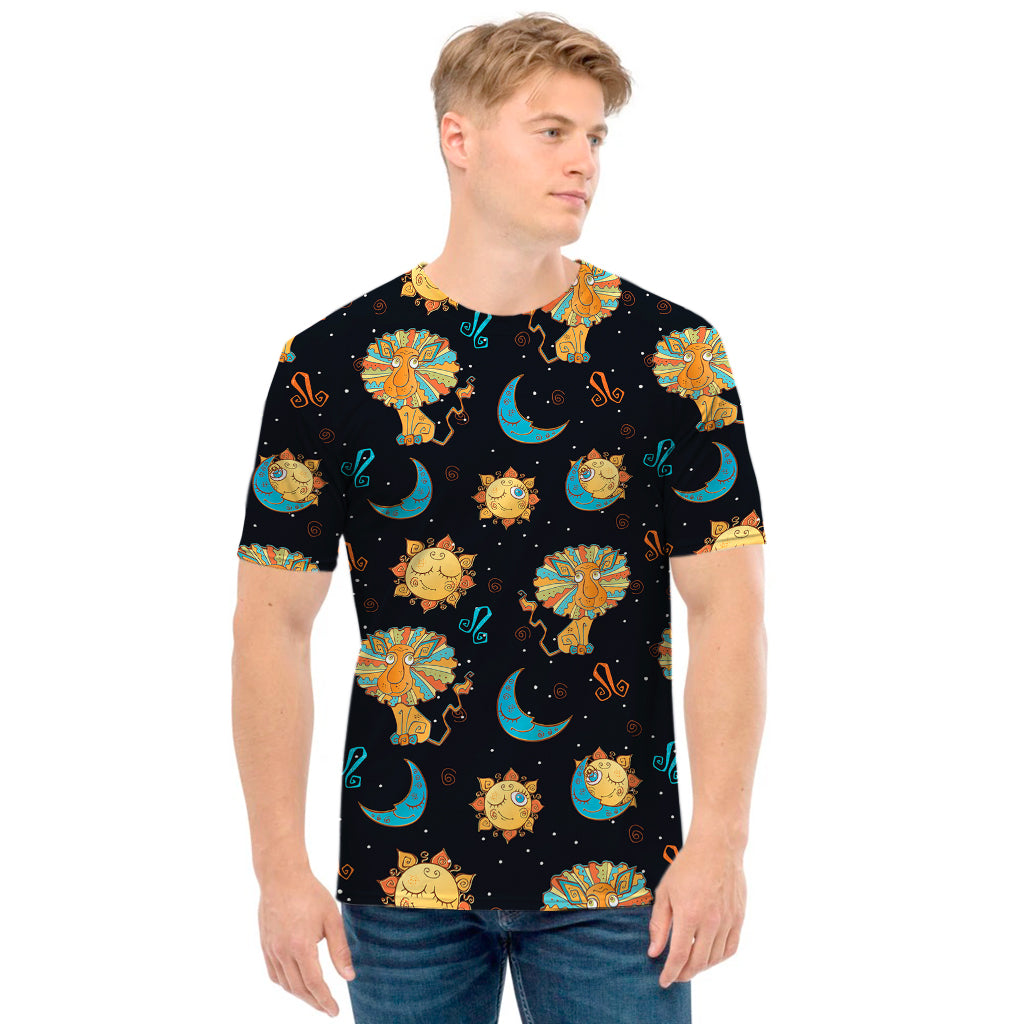 Cute Cartoon Leo Pattern Print Men's T-Shirt