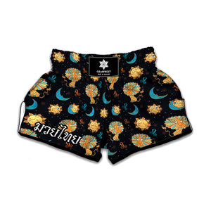 Cute Cartoon Leo Pattern Print Muay Thai Boxing Shorts