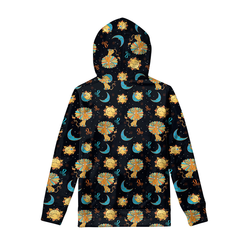 Cute Cartoon Leo Pattern Print Pullover Hoodie