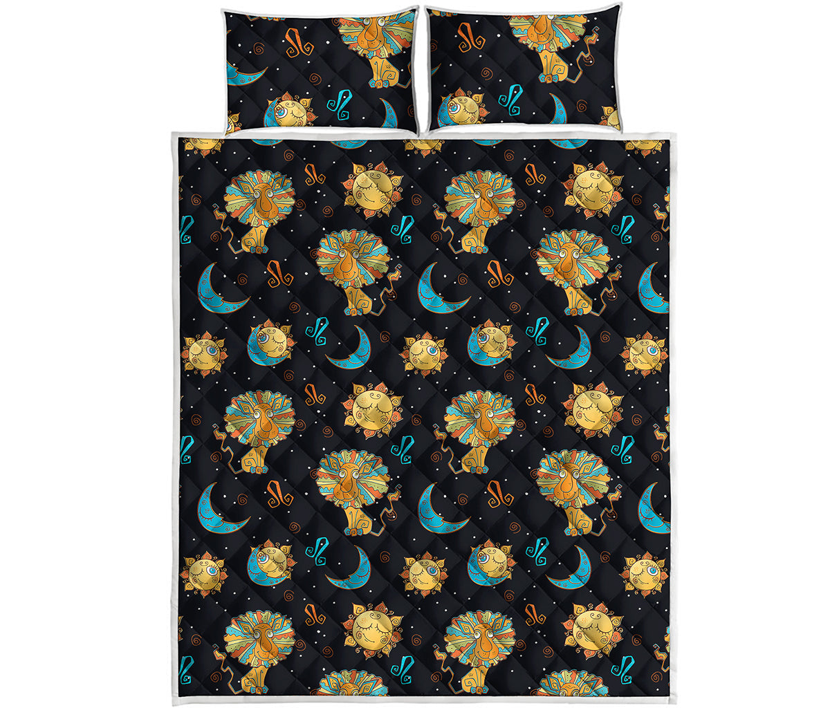 Cute Cartoon Leo Pattern Print Quilt Bed Set