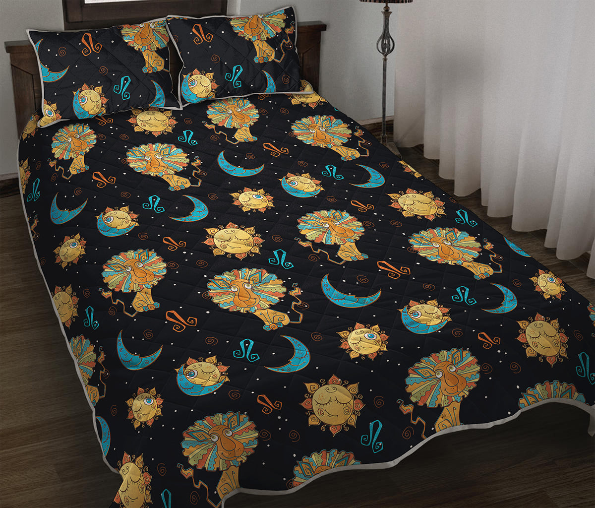 Cute Cartoon Leo Pattern Print Quilt Bed Set