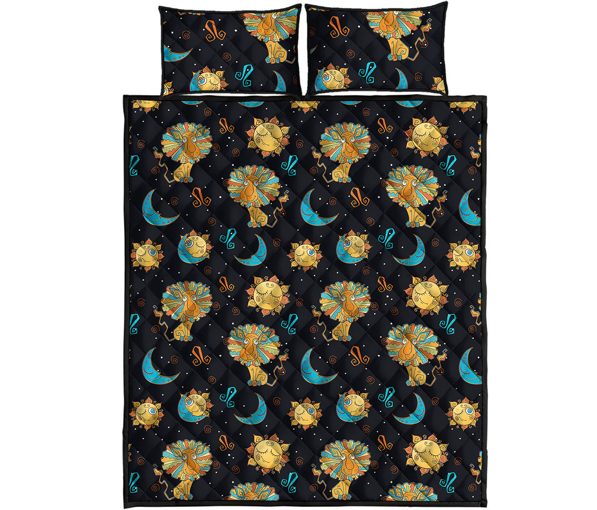 Cute Cartoon Leo Pattern Print Quilt Bed Set