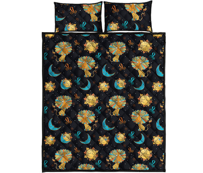 Cute Cartoon Leo Pattern Print Quilt Bed Set