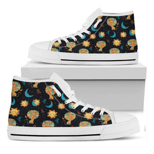 Cute Cartoon Leo Pattern Print White High Top Shoes