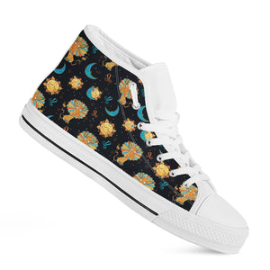 Cute Cartoon Leo Pattern Print White High Top Shoes