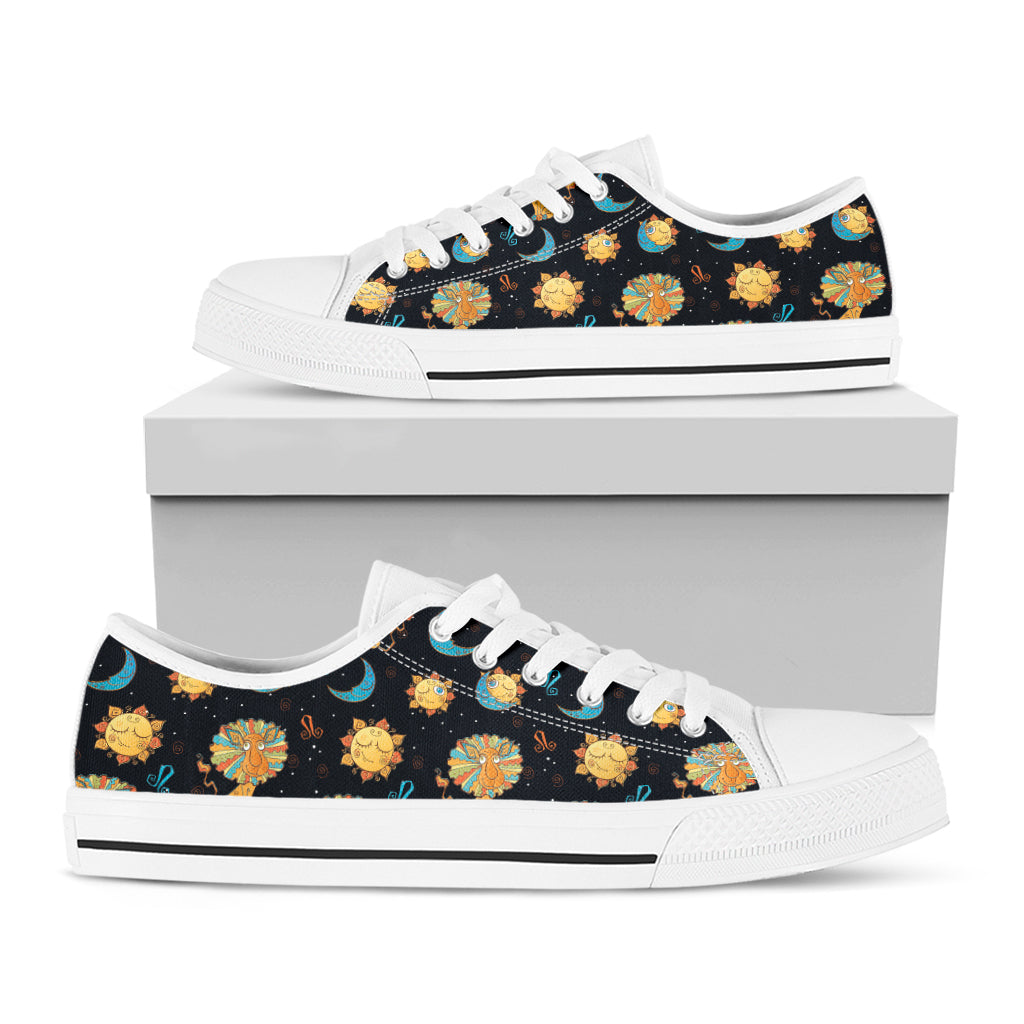 Cute Cartoon Leo Pattern Print White Low Top Shoes