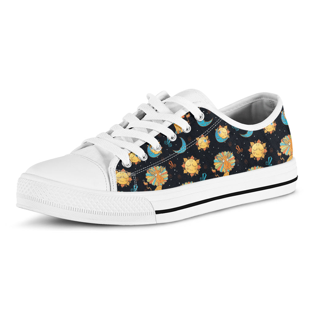 Cute Cartoon Leo Pattern Print White Low Top Shoes