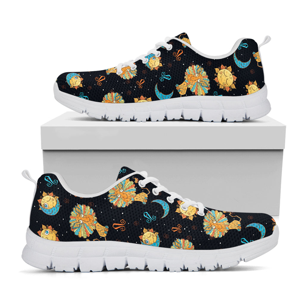 Cute Cartoon Leo Pattern Print White Sneakers