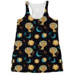 Cute Cartoon Leo Pattern Print Women's Racerback Tank Top